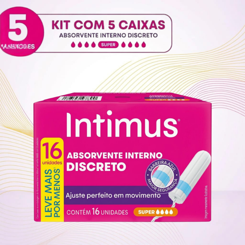 Absorvente Interno Intimus 16 Unidades Kit C/5 Super Discreto