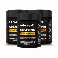 Creatina Monohidratada AlwaysFit | 100% Pura | Suplemento Alimentar em Pó | 3 Unidades