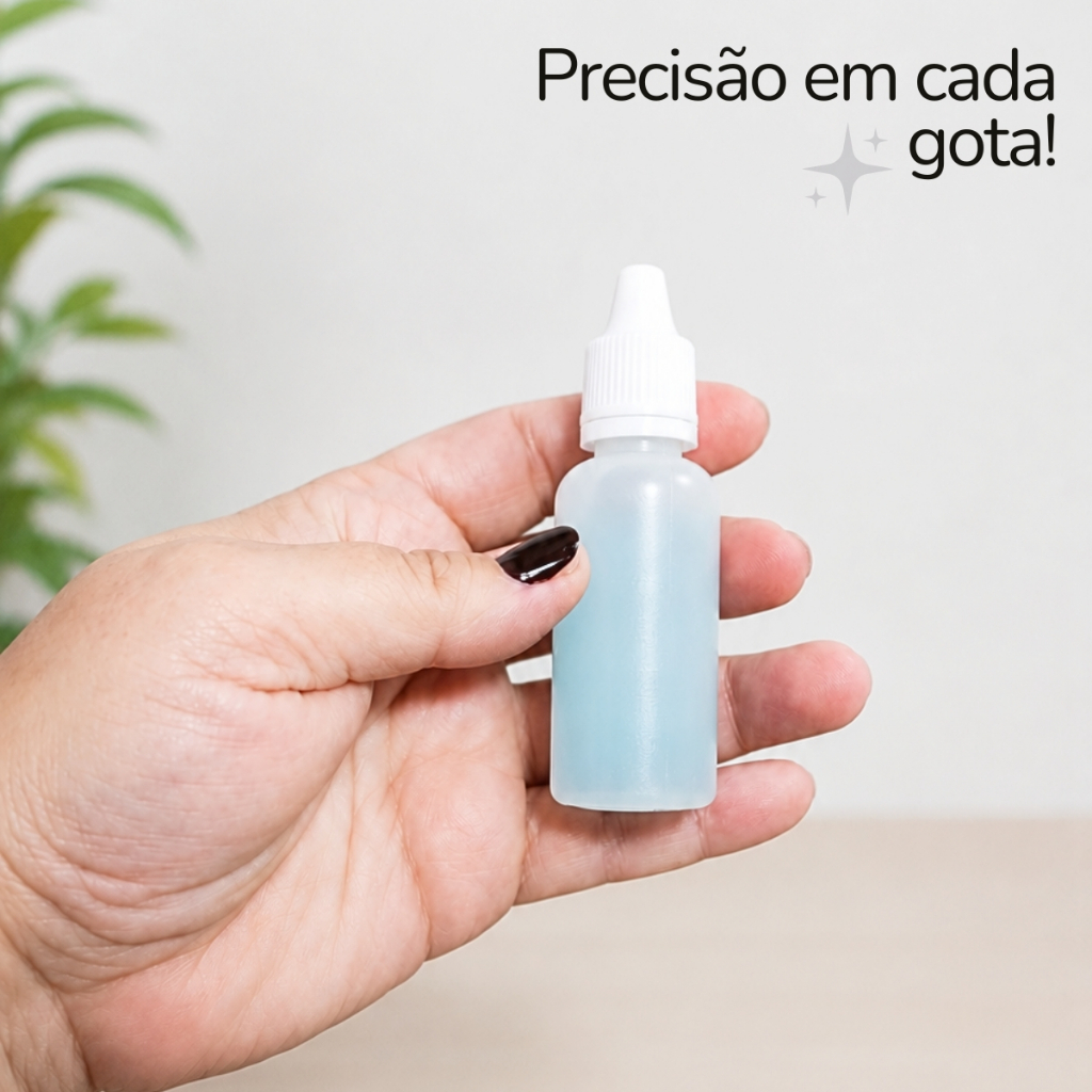 Kit 300 Frasco Plástico De 20ml - Conta Gotas Com Batoque e Tampa Lacre! — imagem 2 de 2
