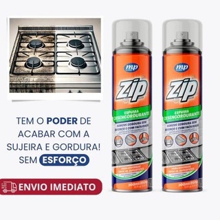 Espuma Desengordurante Spray Limpeza de Cozinha, Fogão e Gordura Pesada Zip Clean 300ml