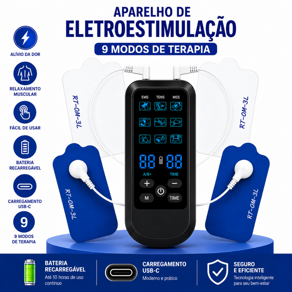 Estimulador Eletrico Massageador Profissional Multifuncional Fisioterapia Relaxante