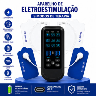 Estimulador Eletrico Massageador Profissional Multifuncional Fisioterapia Relaxante