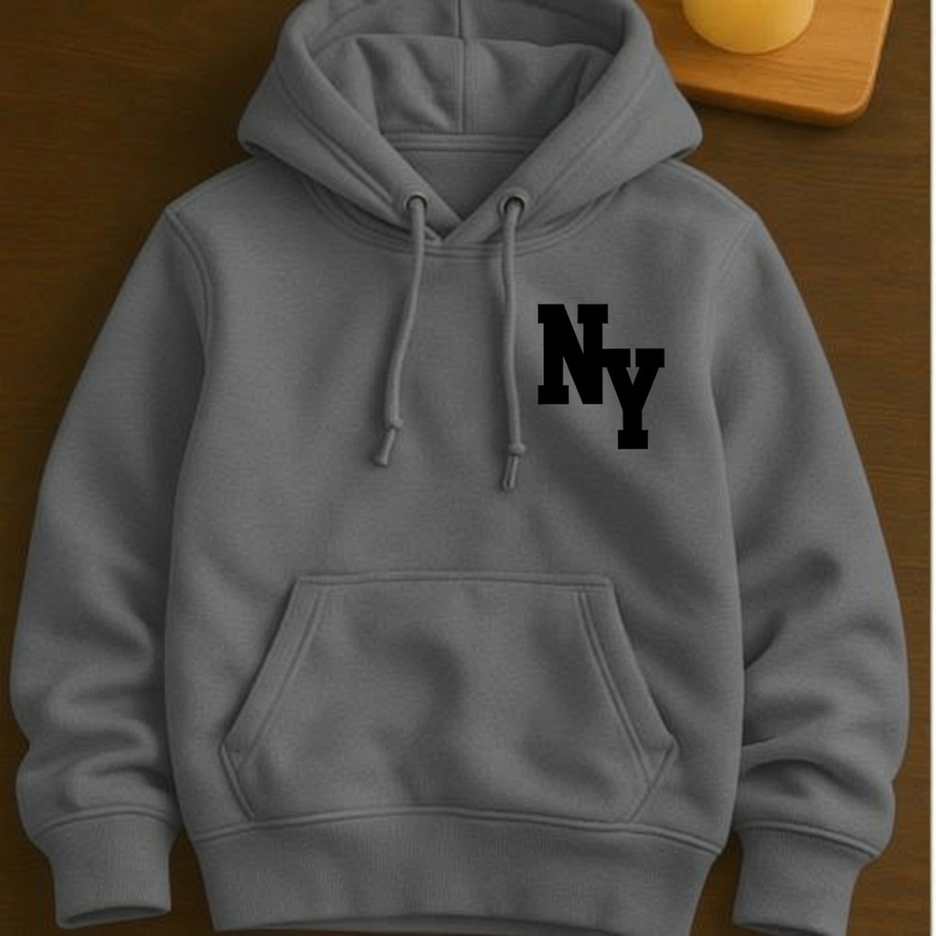 Casaco Moletom Infantil Masculino Com Capuz E Bolso NY Quentinho Confortável Flanelado Alta Qualidade Tam 4 ao 16