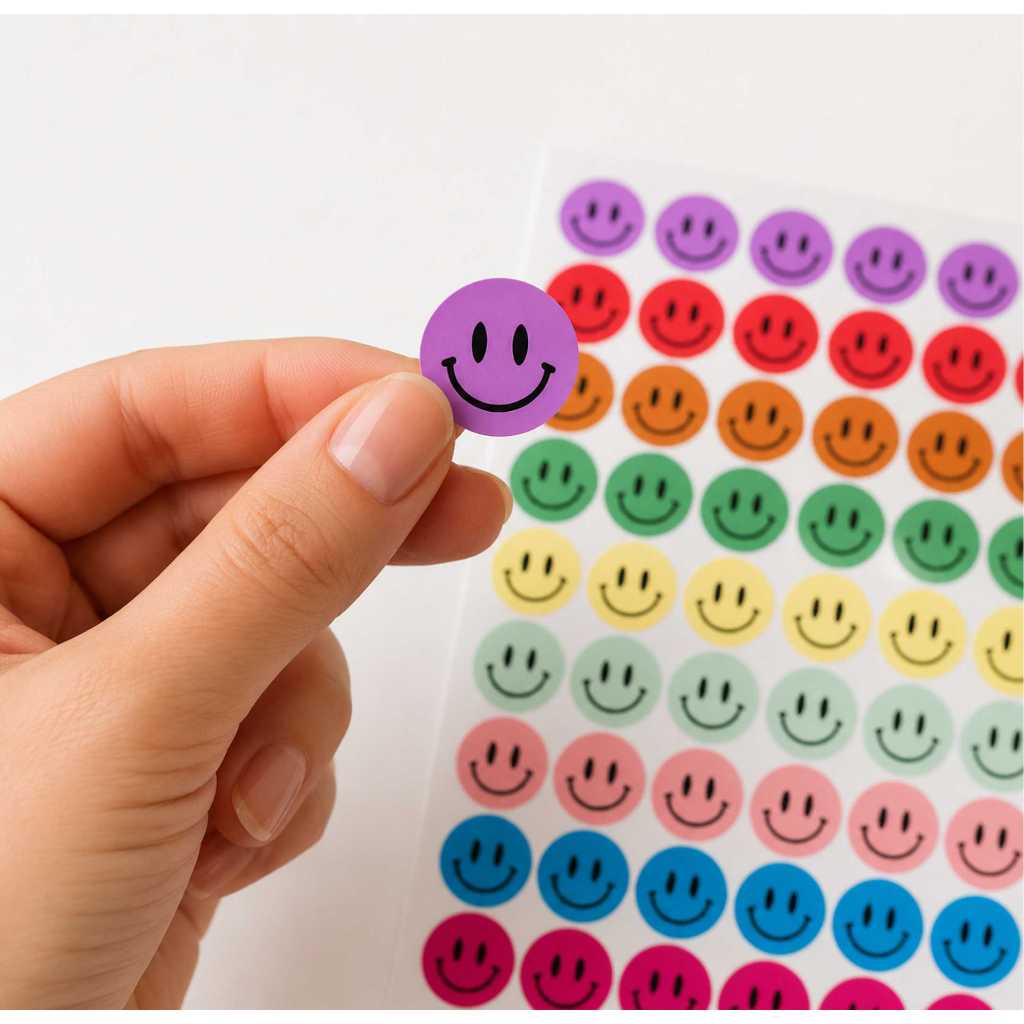 Kit Adesivos Sorrisos Coloridos 3x3cm | Smile Retrô em Cores Pastel para Caderno, Agenda, Scrapbook e Decoração