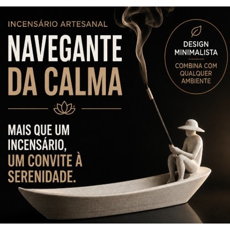 Imagem Incensário Artesanal "Navegante da Calma" - Suporte para vareta de incenso - Decorativo