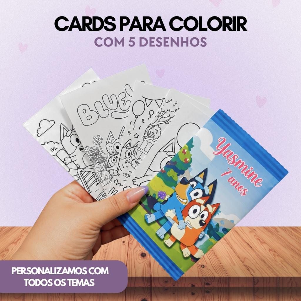 Cards para Colorir Personalizado | QUALQUER TEMA | Lembrancinha | Festa | Aniversário | Infantil