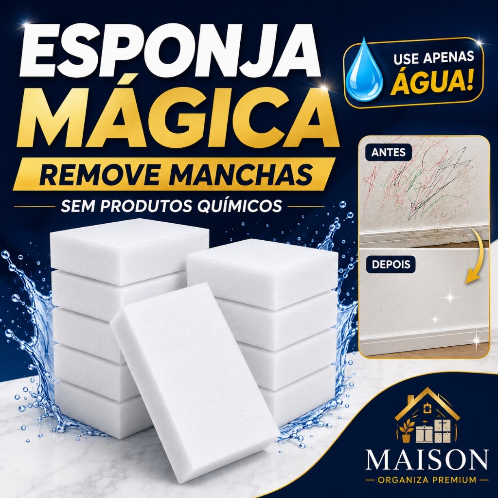 Kit 10 20 30 50 Esponja Mágica Melamina Branca Bucha Tira Manchas Desengordura Max Clean