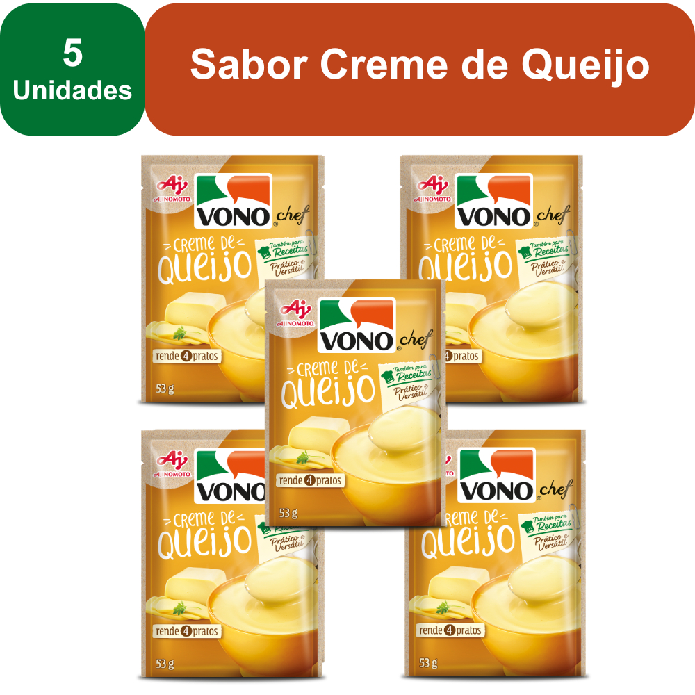 Kit 5 Unidades Sopas Cremosas VONO® CHEF Sabor Creme de Queijo 53g