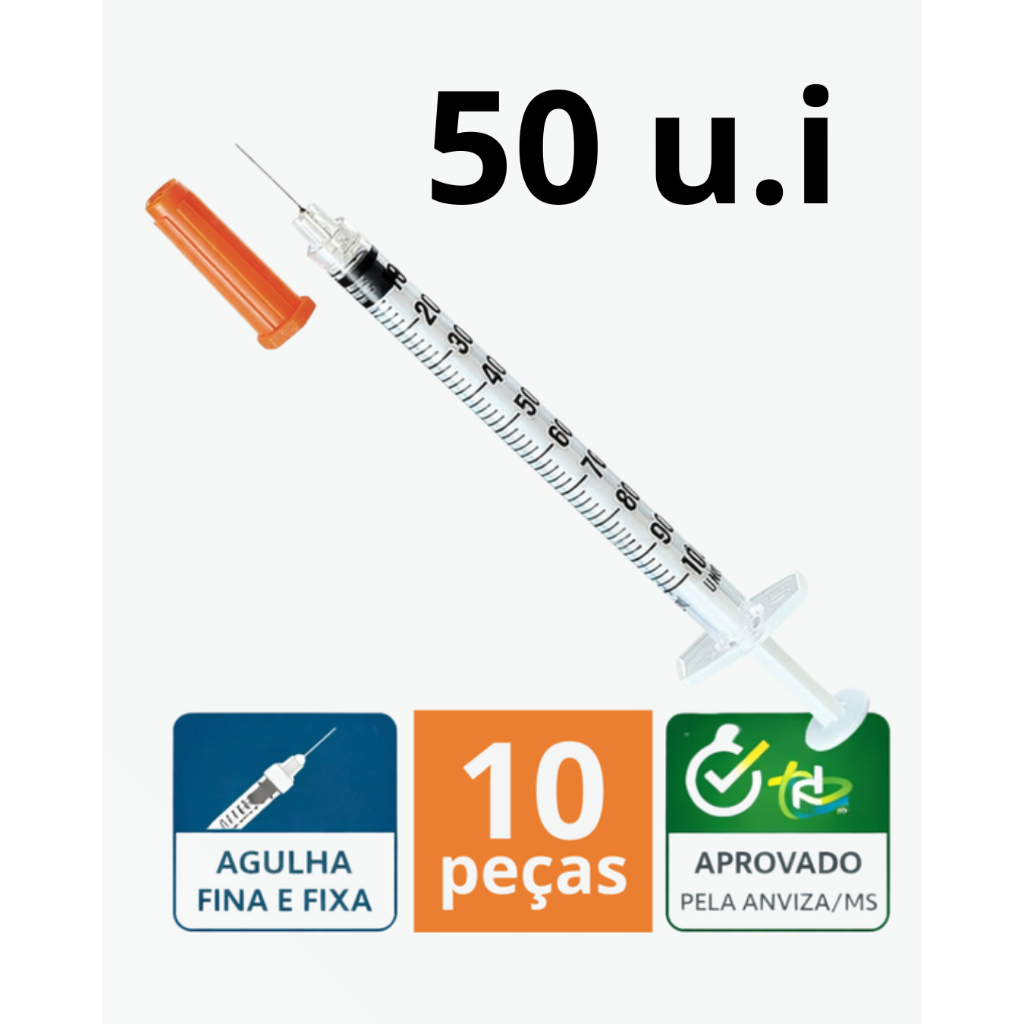 Seringa Insulina 0,5ml 6 x 0.25mm 31G 10 unidades
