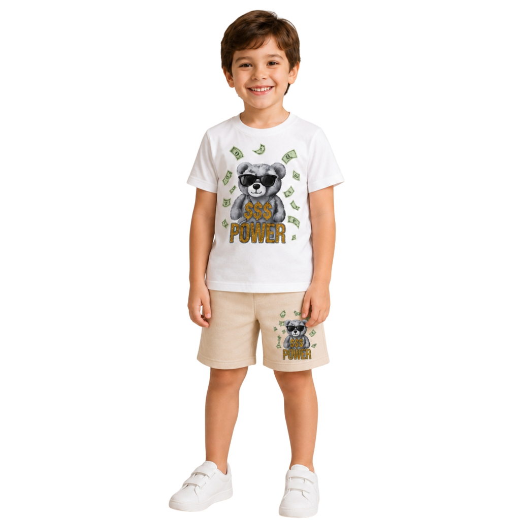 Kit 2 Peças Camisa + Short Infantil Masculino Premium Verão Dia a Dia Confortávem Estiloso