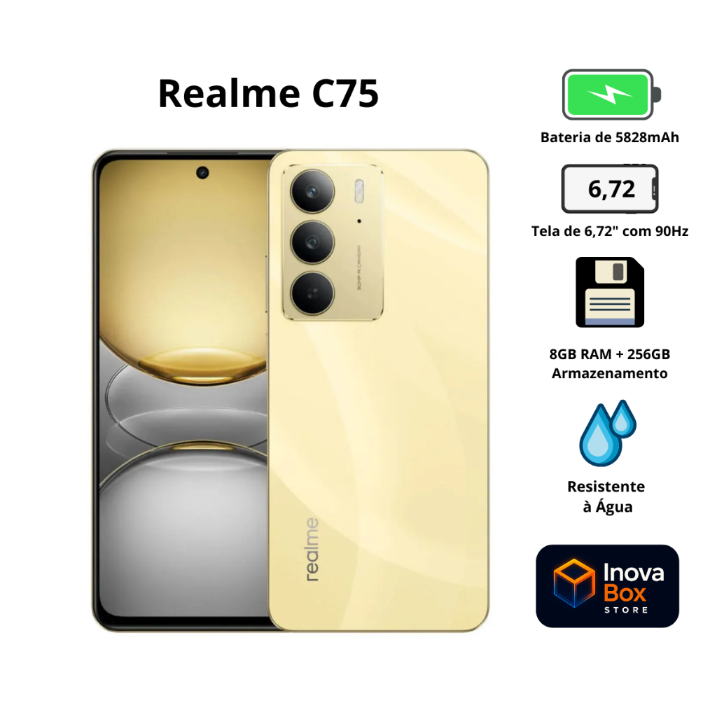 SMARTPHONE REALME C75 256GB MEMORIA 8GB RAM 4G GLOBAL ENVIO IMEDIATO!