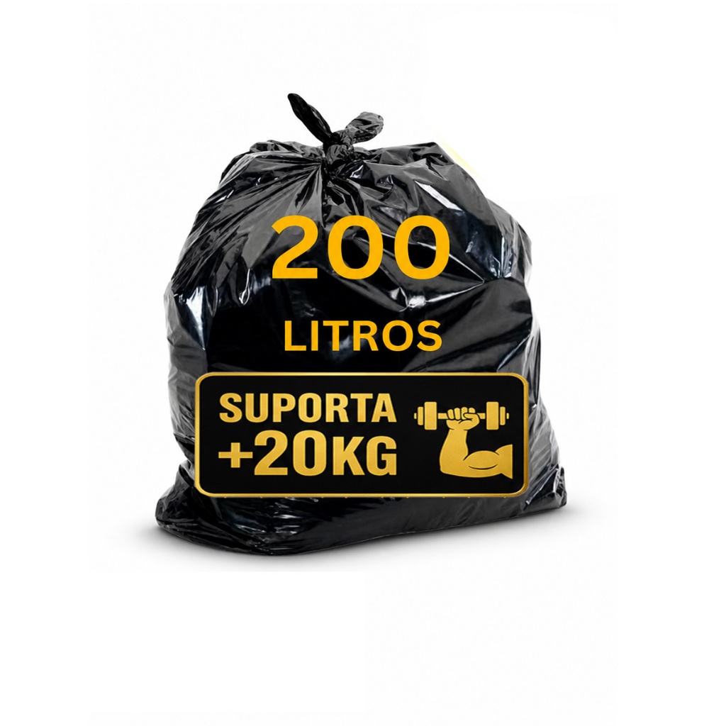 Saco de Lixo 200 Litros Grosso Resistente Sem Cheiro 115 cm x 90 cm de Boca Uso Pesado 7 micras
