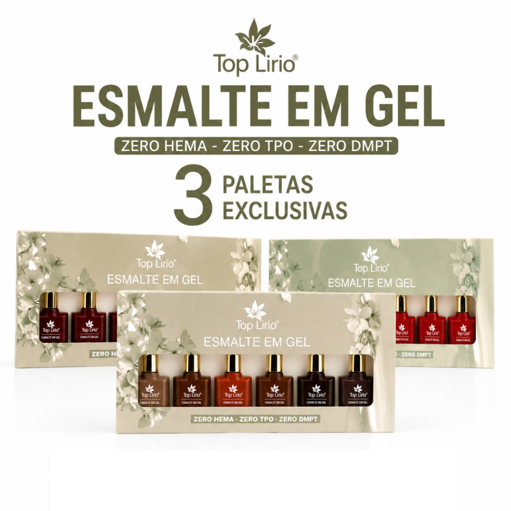 KIT 6 Esmaltes em Gel 18ml Lirio Tons de Vermelho e Terrosos Sem TPO DMPT