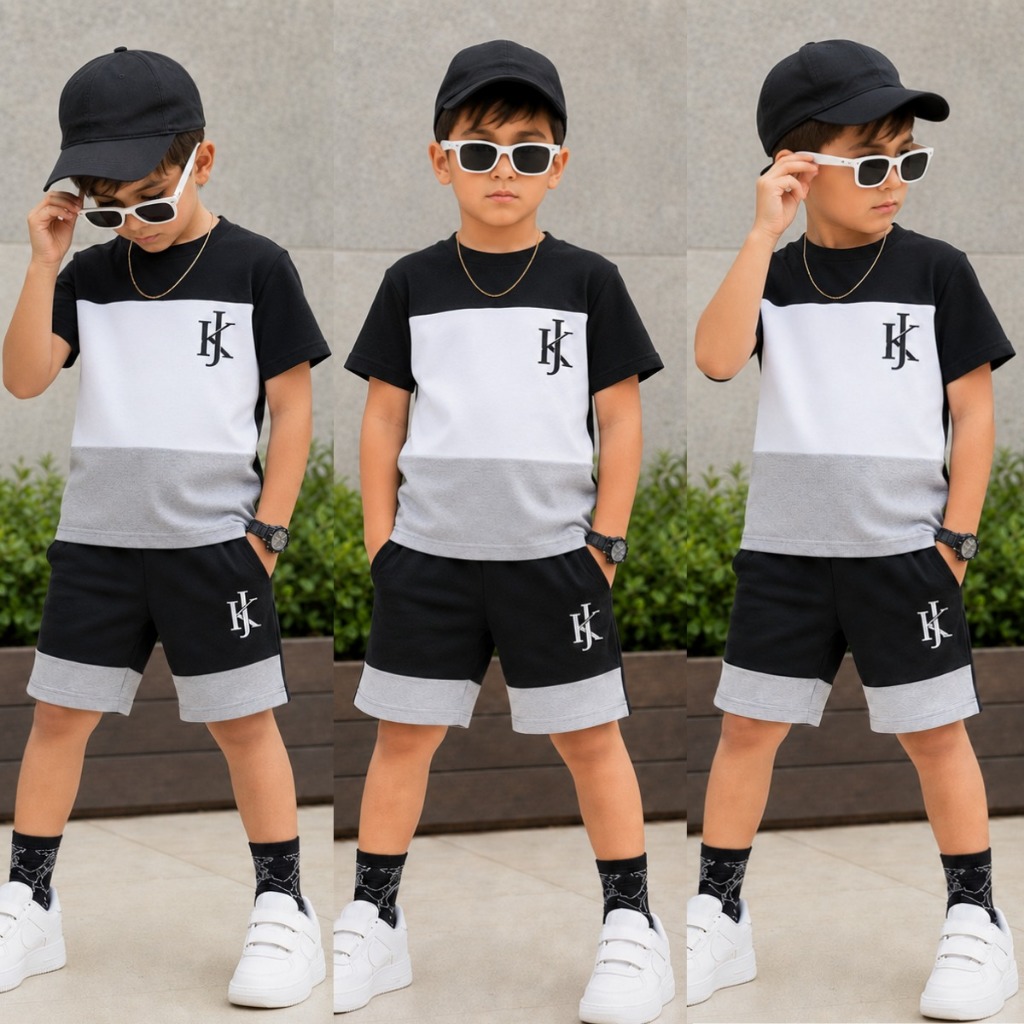 Conjunto Masculino Infantil de Verão - Camiseta + Bermuda Confortável - Tamanho 2 ao 12 Anos