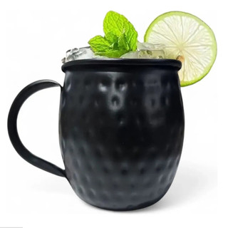 Caneca Moscow Mule em Inox Preta Martelada. 580ml
