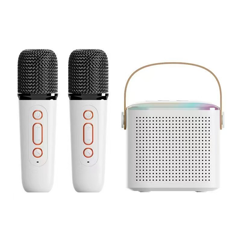 Caixa de Som Bluetooth Y1 com Microfone Sem Fio para Karaokê Portátil Duas Caixas Acústicas Luz RGB Efeito de Voz Altera