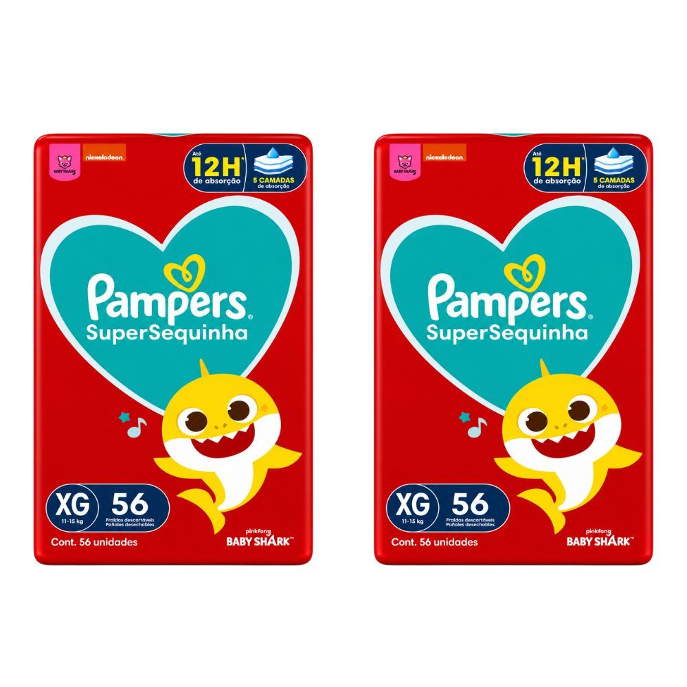 Kit 2 Fraldas Descartáveis Supersequinha Tamanhos Pampers — imagem 2 de 2