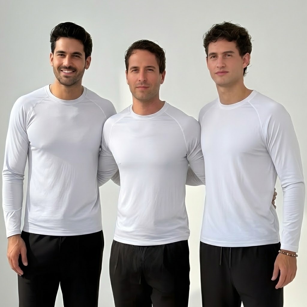 Kit 3 Camisetas Masculinas Manga Longa Dry Fit para Academia, Esportes e Lazer
