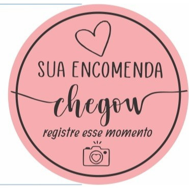 Etiqueta Adesiva Sua Encomenda Chegou Rosa 4,5cm