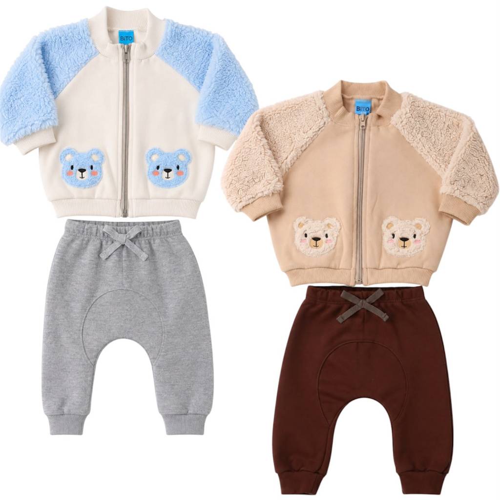 Conjunto Moletom Bebê Menino Infantil Felpado com Manga Pelúcia Inverno Lecimar Kids Bito