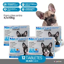 Kit 4 Antipulgas e Carrapatos NexGard 28,3 mg para Cães de 4,1 a 10 Kg - 3 Tabletes