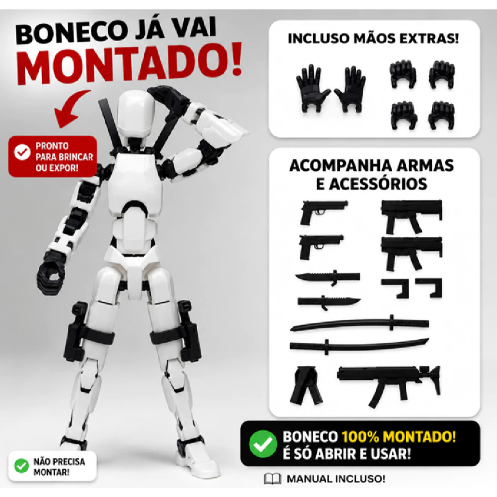 Boneco Dummy 13 Articulado Montagem 3D Presente Criativo Crianças Artistas Anatomia Stop Motion Desenho Ilustração 2.0