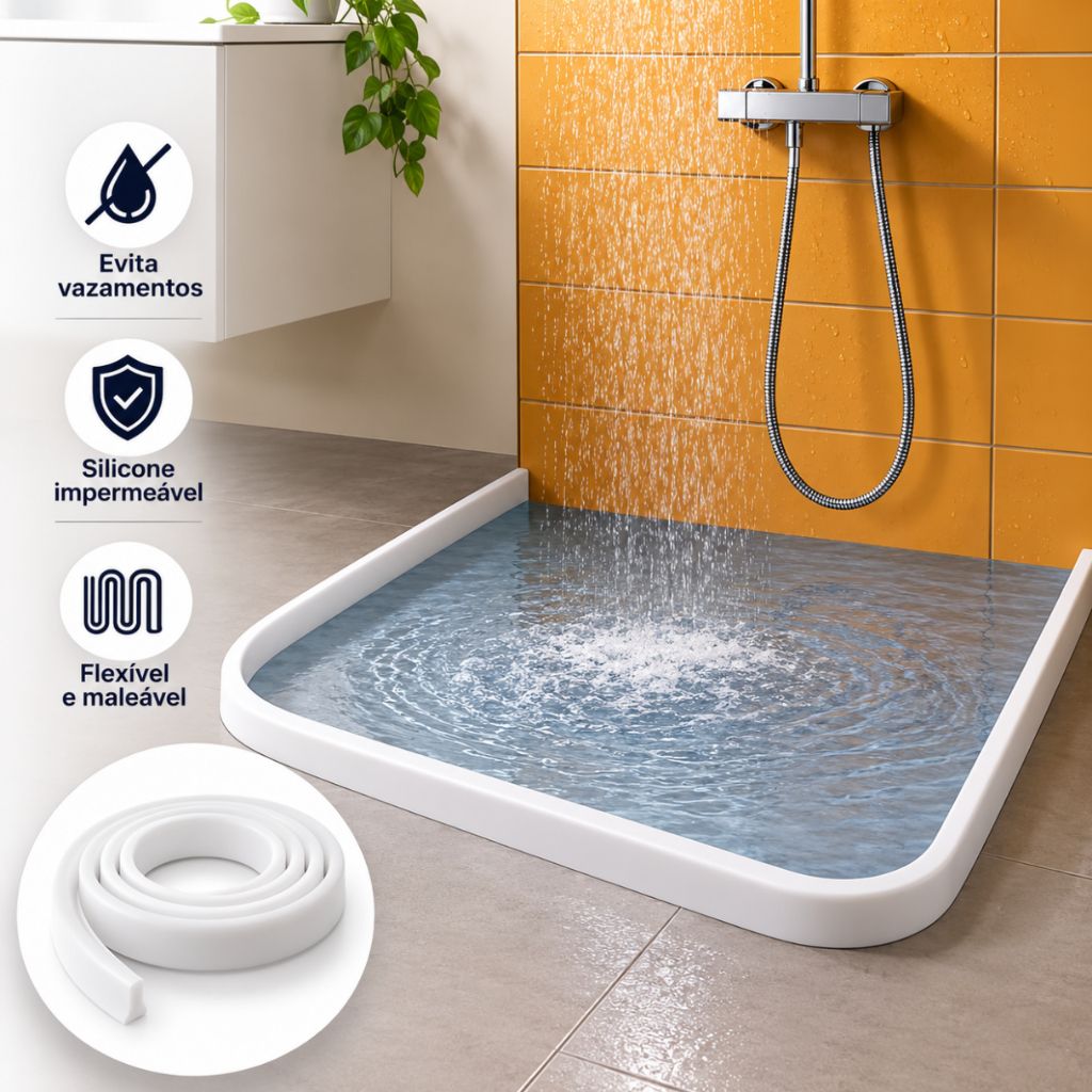 Barreira de Agua Retenção em Silicone Vedação Area Molhada Banheiro Box Lavanderia dupla face