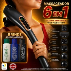 Massageador Elétrico 6 em 1 Corporal Potente Ergonômico Multifuncional Terapia 10 Velocidades