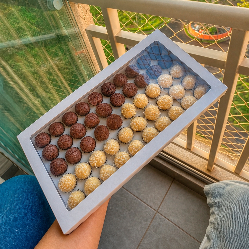 Caixas Para 50 Brigadeiros Gourmet Confeitaria Doce Docinho Com Visor Kit 5~20