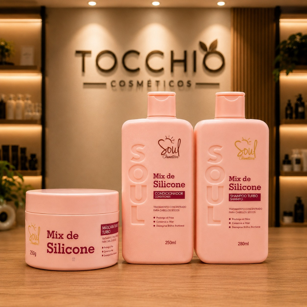 KIT CAPILAR MIX DE SILICONE SOUL 3 itens - SHAMPOO TURBO - CONDICIONADOR TURBO E MÁSCARA CAPILAR