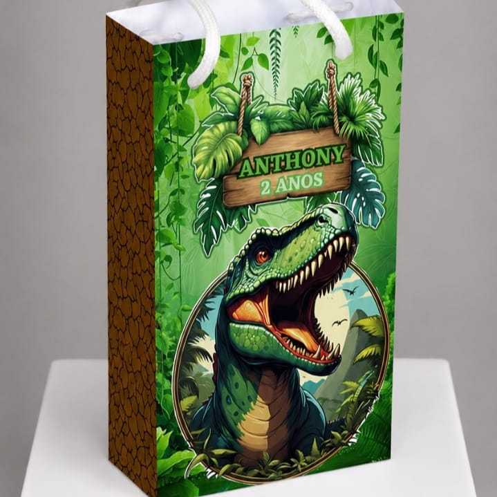 Sacolinha Personalizada DINOSSAURO - PEGUE E MONTE | Lembrancinhas Mimos Festa Infantil