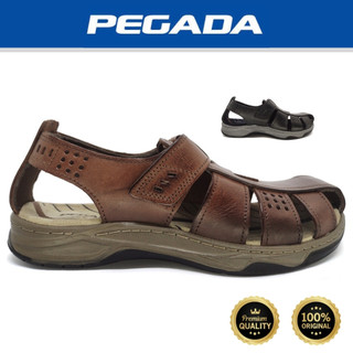 Sandália Pegada Masculina Fechada Couro Amortech Ortopédica Leve Conforto Esporão 132255
