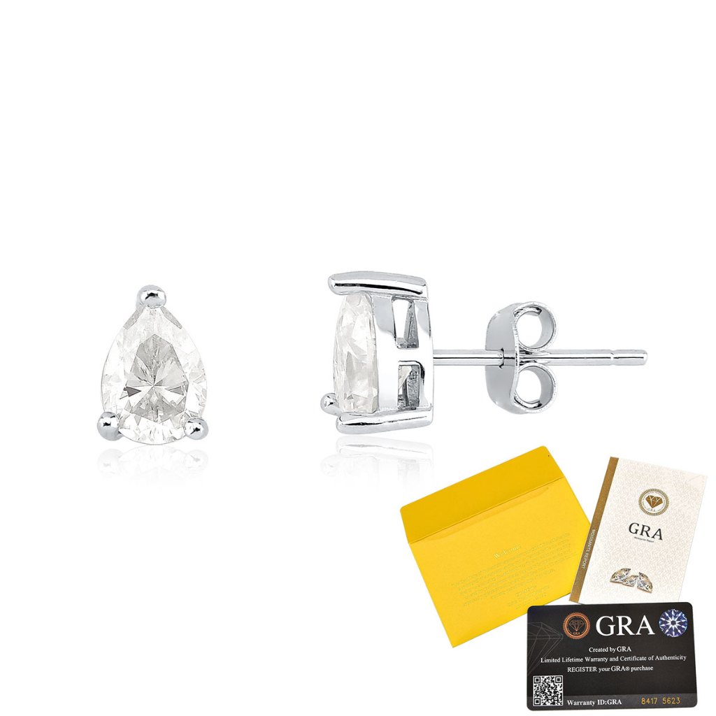 Brinco Moissanite de Prata 925 Gota com 8mm 2ct