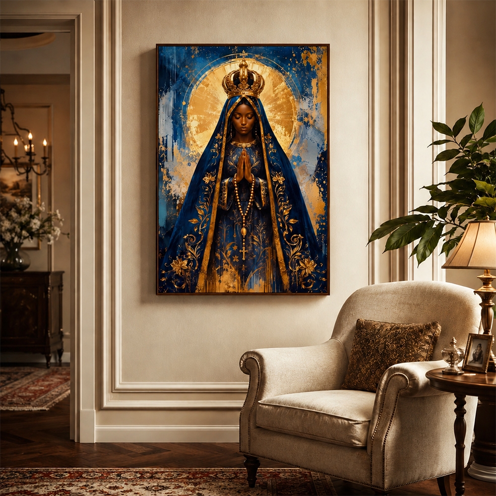Quadro Nossa Senhora Aparecida Padroeira do Brasil com Moldura para Sala Quarto