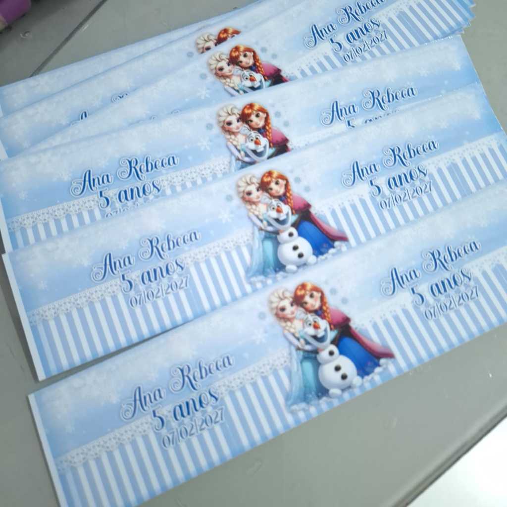 Rotulo adesivo tubolata 5x6 Frozen personalizado Ana Elza Olaf lembrancinha festa infantil aniversario