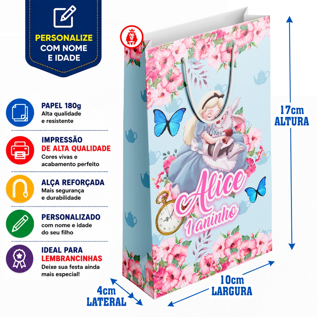 Sacolinhas Personalizadas Alice no País das Maravilhas 1