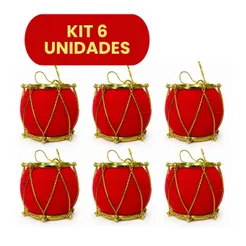 Kit Com 06 Tambor Enfeites Para Árvore De Natal