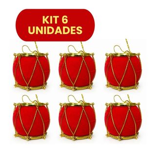 Kit Com 06 Tambor Enfeites Para Árvore De Natal