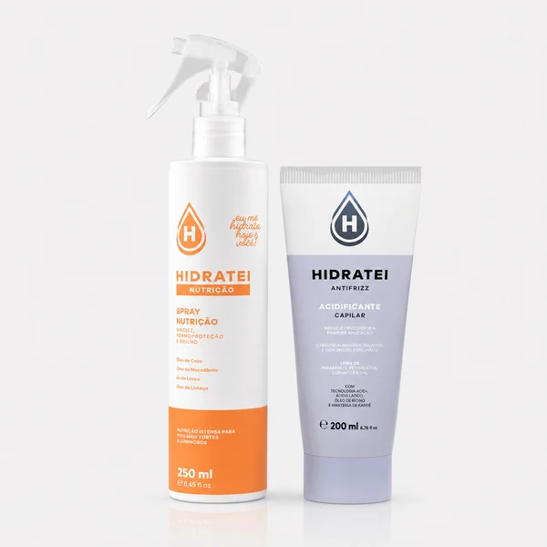 Hidratei Kit Spray Nutrição + Acidificante Antifrizz Proteção Térmica e Controle do Frizz