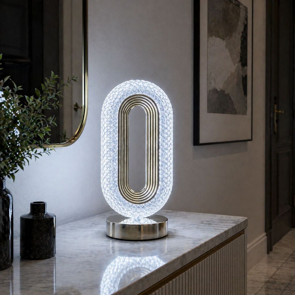 Luminária LED Oval USB 5V com 3 Cores de Luz Quente Neutra Fria Abajur Decorativo Moderno para Quarto Sala Mesa