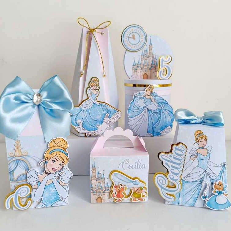 Kit Personalizados de Luxo | Cinderela| Lembrancinhas Cinderela | Personalizados Princesas