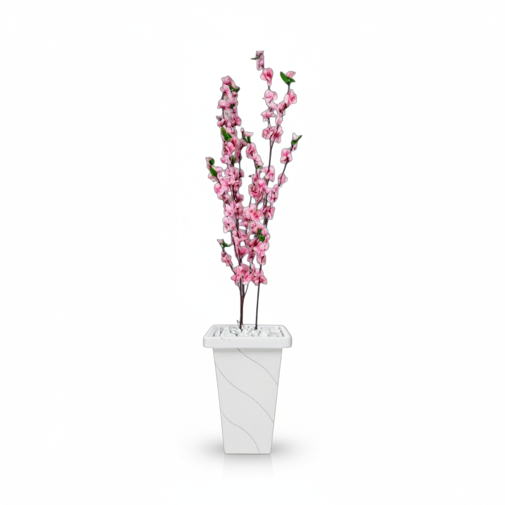 Planta Artificial Cerejeira Rosa Sakura com Vaso Grande Decoração Casa Enfeite Sala Escritório