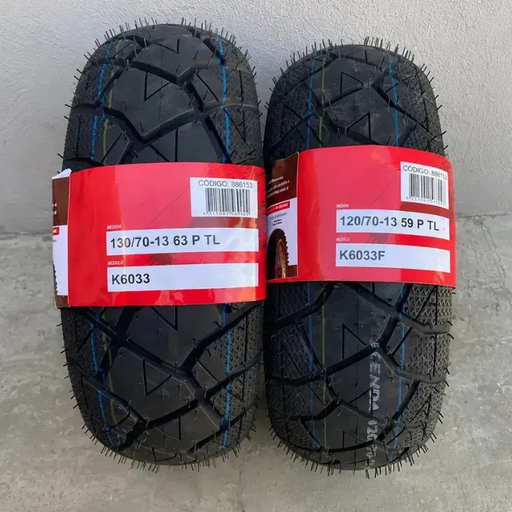 Par Pneu Nmax Kenda 120/70-13 + 130/70-13 Burgman Scooter Aro 13 Sem Câmara K6033