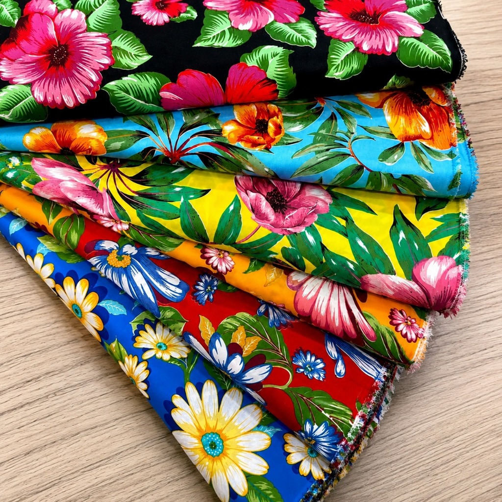 Tecido Chita 100% Poliéster 1,50m Largura | Estampas Xadrez e Floral | Ideal para Artesanato, Decoração e Festa Junina