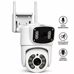 Câmera de Segurança WiFi IP 360 Lente Dupla HD Visão Noturna Áudio Bidirecional Detecção de Movimento