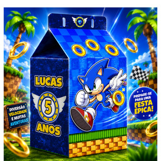 Caixinha Milk Sonic Personalizada Tema Game Festa Infantil Alta Qualidade
