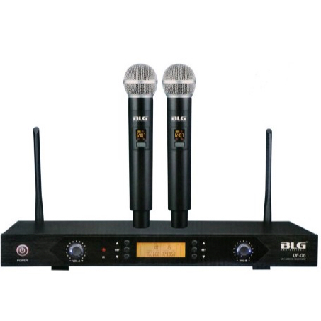 Microfone Sem Fio Duplo BLG UF-06 UHF DSP Profissional de Mão com Receptor
