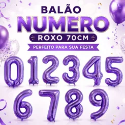 Balão de Numero Roxo Cromo 70cm 30" polegadas