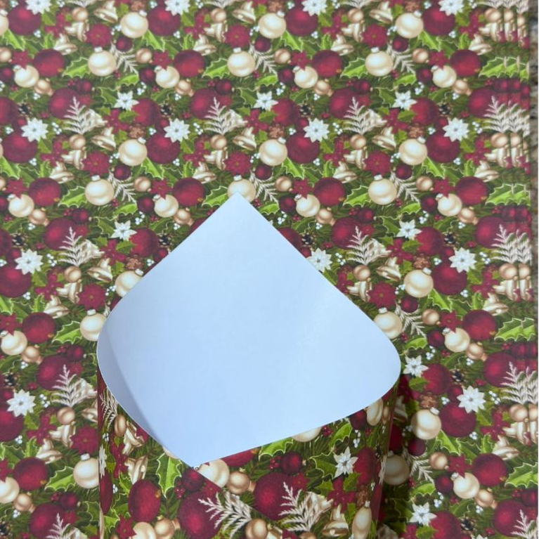 Papel Decorado Estampado Natalino BOLINHA DE NATAL 180g A4 para Artesanato e Scrapbook