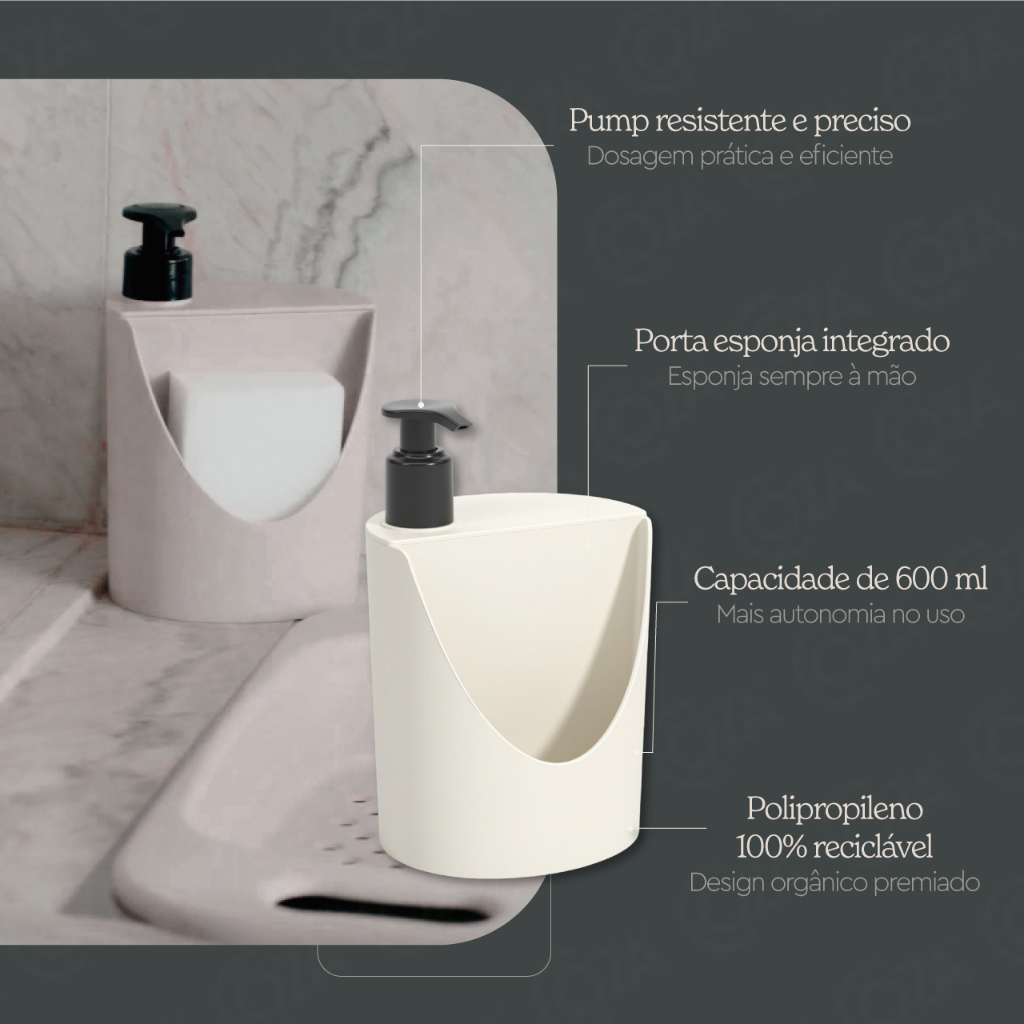 Dispenser R&J Coza Basic 12 x 10,5 x 18 cm 600 ml Cinza Frio — imagem 2 de 2